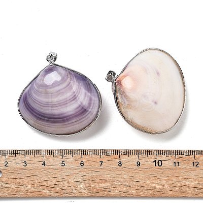 Electroplate Natural White Shell Pendants KK-F882-04P-1