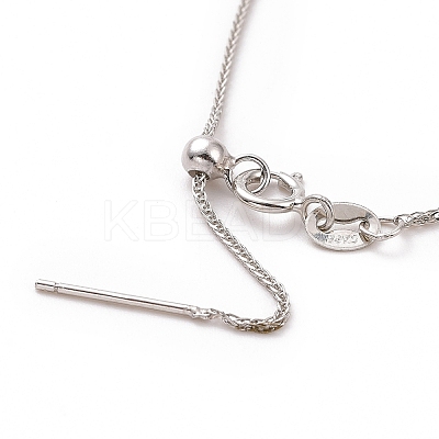 Anti-Tarnish Rhodium Plated 925 Sterling Silver Wheat Chains Necklace for Women STER-I021-04P-1