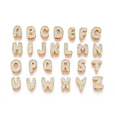Brass Micro Pave Clear Cubic Zirconia Beads KK-T071-17G-1