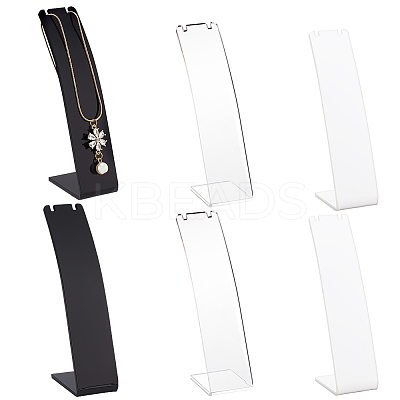 6Pcs 3 Styles Acrylic Slant Back Necklace Display Stands NDIS-FG0001-05-1