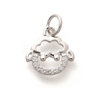 Rack Plating Brass Micro Pave Cubic Zirconia Pendants KK-H508-28P-06-1