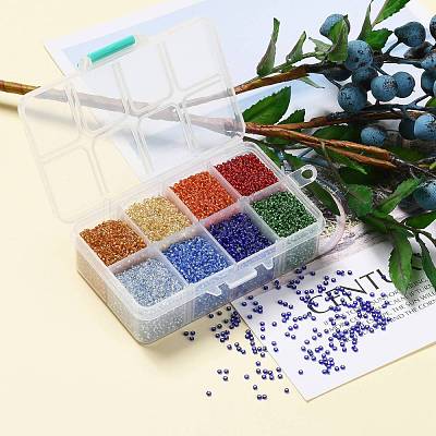 FGB 200G 8 Colors 12/0 Grade A Round Glass Seed Beads SEED-JP0010-15-2mm-1