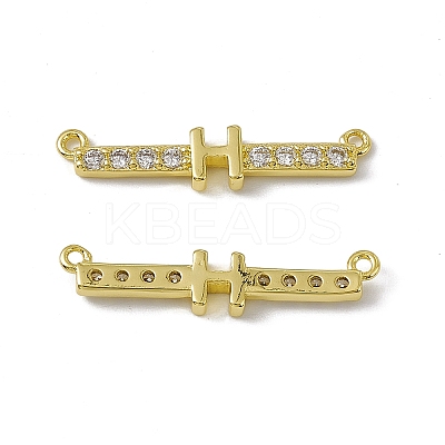 Rack Plating Brass Micro Pave Clear Cubic Zirconia Connector Charms KK-C007-37G-H-1