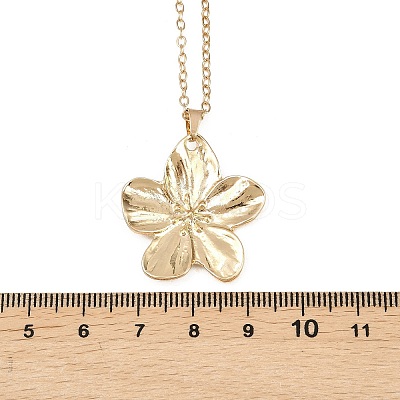 Alloy Flower Pendant with Iron Chain Necklaces for Women NJEW-A066-01G-1