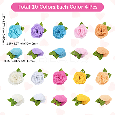 40Pcs 10 Colors Flower Non-Woven Accessories DIY-CY0001-73A-1