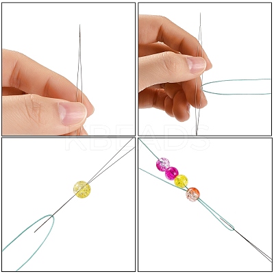 Iron Collapsible Big Eye Beading Needles X-ES001Y-S-45mm-01-1