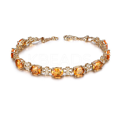 Oval & Clover Brass Link Bracelets WG6A185-04-1