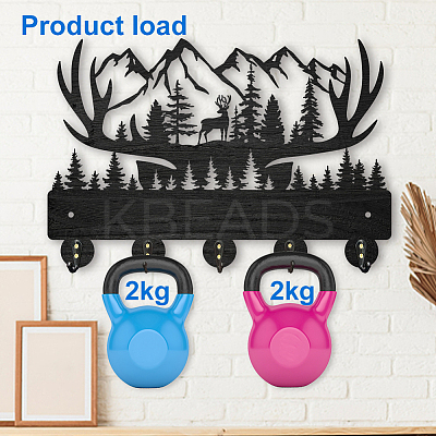 Wood & Iron Wall Mounted Hangers HJEW-WH0055-029-1