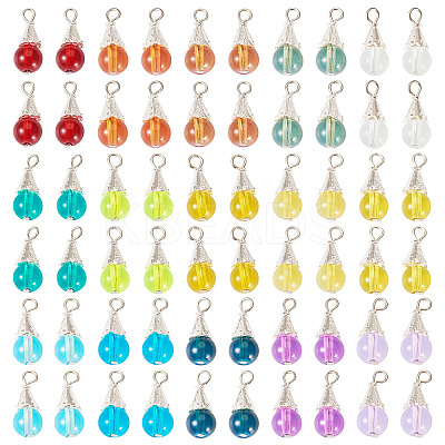 90Pcs 15 Styles Alloy Glass Pendants PALLOY-TA00166-1