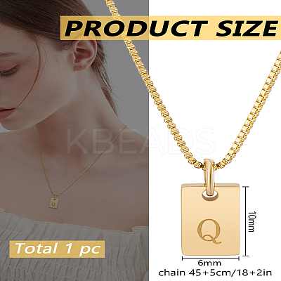 1Pc Stainless Steel Letter Rectangle Pendant Necklaces NJEW-LP0001-34Q-G-1