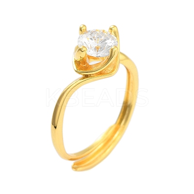 Clear Cubic Zirconia Adjustable Rings RJEW-L120-018G-06-1