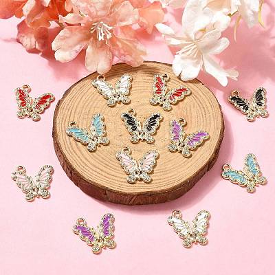 12Pcs 6 Colors Golden Alloy with Rhinestone Pendant FIND-CJ0001-79-1
