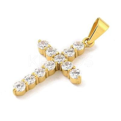 Ion Plating(IP) 304 Stainless Steel Cubic Zirconia Pendants STAS-C102-01B-G-1