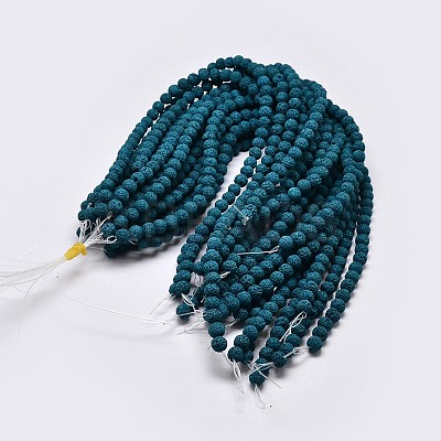 Natural Lava Rock Round Bead Strands G-I124-6mm-09-1