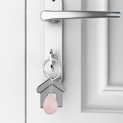 Natural Rose Quartz Keychain G-DC0001-24-1
