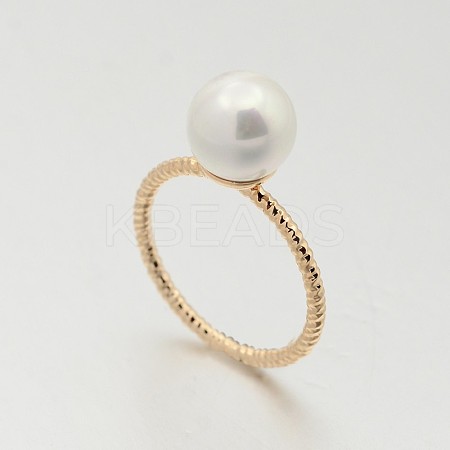 Brass Acrylic Pearl Finger Rings for Wedding Jewelry LS-RJEW-J061-RG-1