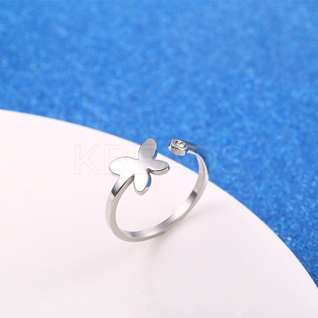 Stylish Adjustable 304 Stainless Steel Butterfly Cuff Rings for Women CD3807-11-1