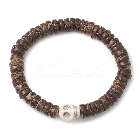 Coconut Disc Beaded Stretch Bracelets BJEW-JB10465-02-1