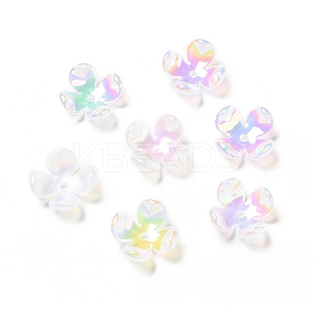 Opaque Rainbow Iridescent Plating Acrylic Bead Caps MACR-C009-11-1