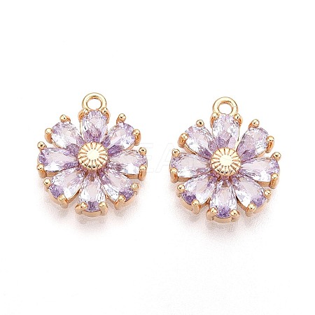 Real 18K Gold Plated Brass Micro Pave Cubic Zirconia Pendants KK-S360-043B-NF-1