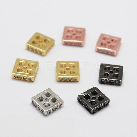 Brass Micro Pave Cubic Zirconia Spacer Beads ZIRC-F038-05-FF-1