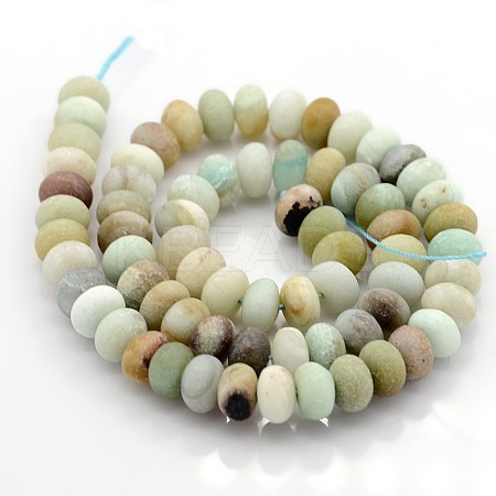 Natural Frosted Flower Amazonite Beads Strands G-O015-8x5mm-01-1