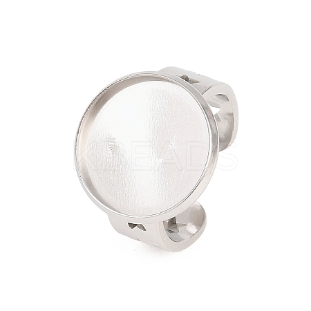 Hollow Star 304 Stainless Steel Open Cuff Ring Components STAS-F366-07E-P-1