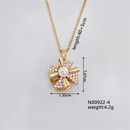 Elegant Vintage Windmill Brass Micro Pave Cubic Zirconia Pendant Necklaces OX5726-4-1