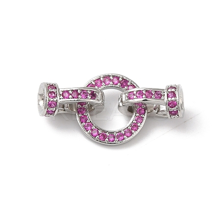 Rack Plating Brass Micro Pave Orchid Cubic Zirconia Fold Over Clasps KK-A222-04B-P-1
