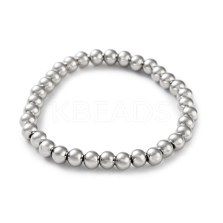 Non-Tarnish 316 Surgical Stainless Steel Round Beaded Stretch Bracelets LS-BJEW-M305-01D-P-1