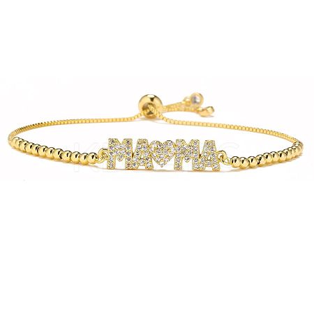 Mother's Day Brass Micro Pave Clear Cubic Zirconia Slider Bracelets FS-WGA4315-06-1