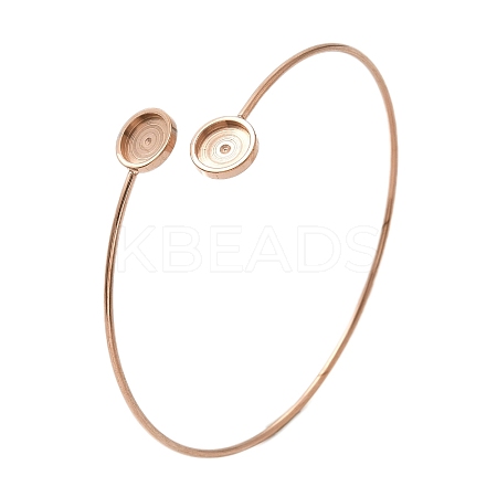 Ion Plating(IP) 304 Stainless Steel Cuff Blank Bangle Bases with Round Tray STAS-Z088-03B-RG-1