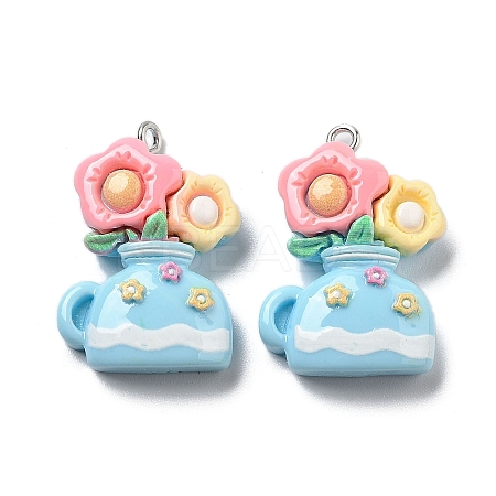 Spring Theme Opaque Resin Pendants LS-RESI-R444-04A-1