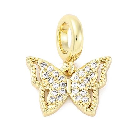 Brass Micro Pave Cubic Zirconia European Dangle Charms KK-D325-21G-03-1