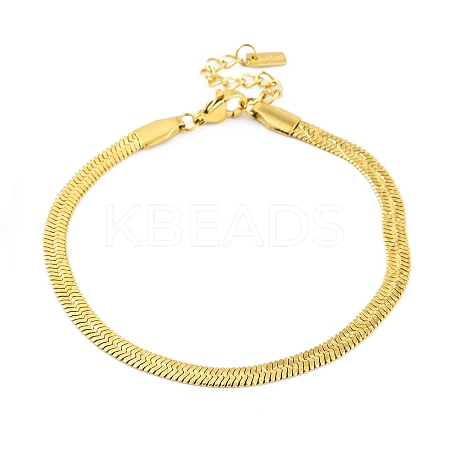 Ion Plating(IP) 304 Stainless Steel Herringbone Chain Bracelets for Women BJEW-A013-02A-G-1
