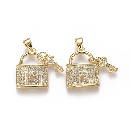 Brass Micro Pave Cubic Zirconia Pendants ZIRC-F115-19G-1