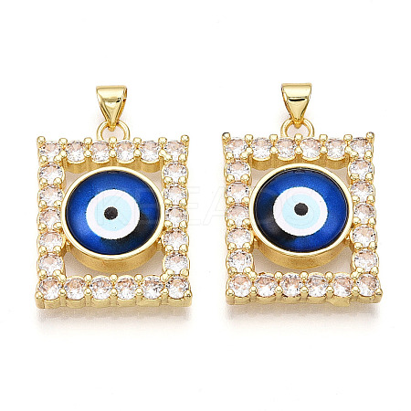 Brass Micro Pave Clear Cubic Zirconia Pendants for Women KK-T070-91A-02-1