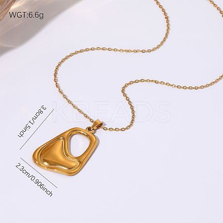 304 Stainless Steel Textured Geometric Pendant Necklaces for Women WG5062C-09-1