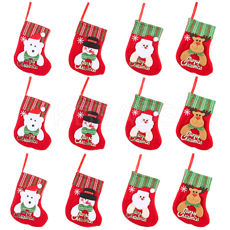 12Pcs 4 Styles Cloth Christmas Stocking Gift Bag Pendant Decoration FIND-SP0020-60D-1