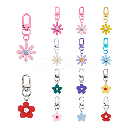12Pcs 12 Colors Resin/Acrylic Pendants Keychains KEYC-BY0001-01-1
