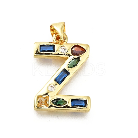 Brass Micro Pave Clear Cubic Zirconia Pendants KK-G521-01G-Z-01-1