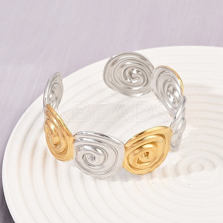 304 Stainless Steel Cuff Bangles for Women BJEW-G757-09GP-1