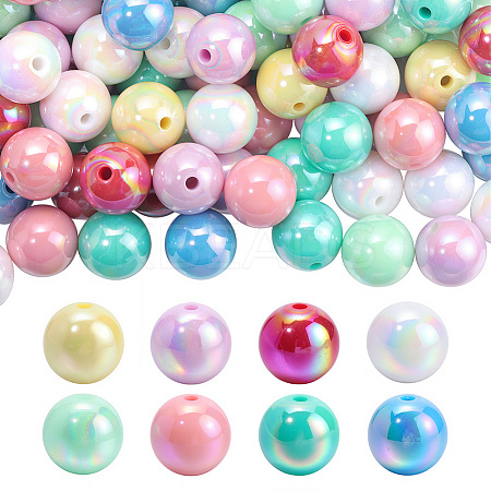120Pcs 8 Colors Opaque Acrylic Beads MACR-PA0001-12-1