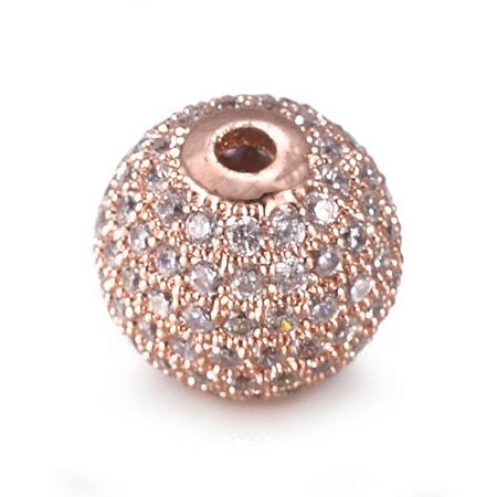 CZ Jewelry Brass Micro Pave Cubic Zirconia Round Beads ZIRC-M024-06RG-1
