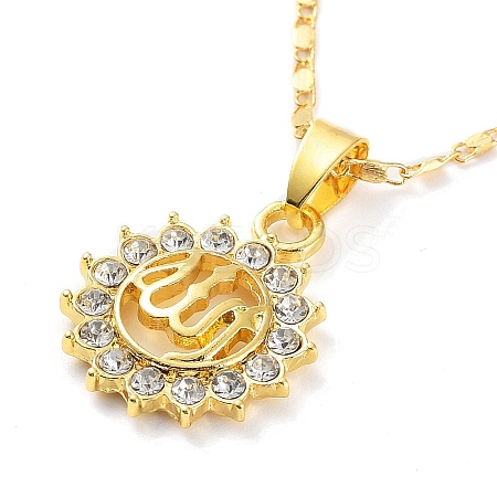 Golden Alloy Rhinestone Pendant Necklaces LS-NJEW-P284-01G-1
