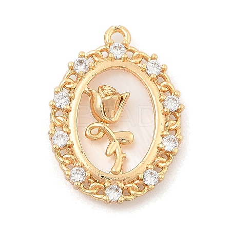 Brass Micro Pave Clear Cubic Zirconia Pendants KK-C080-05G-1