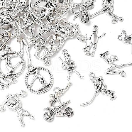 40Pcs 10 Style Tibetan Style Alloy Sport Pendants TIBEP-FP0001-11-1