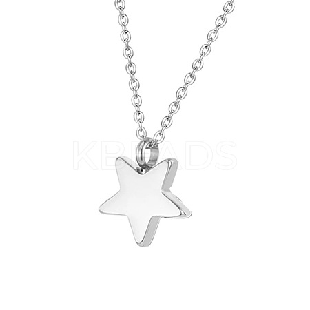 Non-Tarnish Star Stainless Steel Pendant Necklace PW-WG9E3BB-01-1