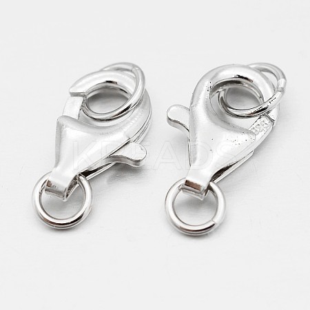 Anti-Tarnish Rhodium Plated 925 Sterling Silver Lobster Claw Clasps STER-O015-E-04-1
