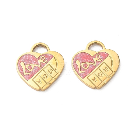 Valentine's Day 304 Stainless Steel Enamel Pendants STAS-B142-06G-1